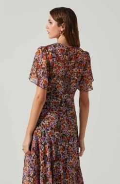 Mirella Floral Midi Dress 16 Mirella Floral Midi Dress -Barbie Clothing Shop ACDR100436DS ORANGEPURPLEFLORAL 5 scaled