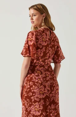 Kenzie Floral Maxi Dress -Barbie Clothing Shop ACDR101860DS RUSTFLORAL 5 scaled