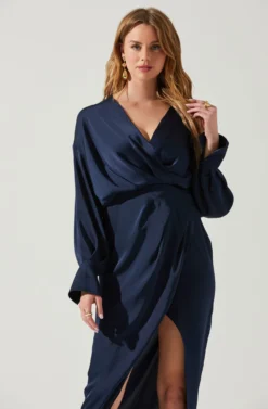 Sadyra Drop Shoulder Wrap Dress -Barbie Clothing Shop ACDR101865 MIDNIGHTBLUE 3 scaled