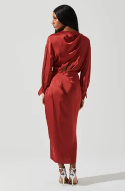 Sadyra Drop Shoulder Wrap Dress -Barbie Clothing Shop ACDR101865 RUST 5 scaled