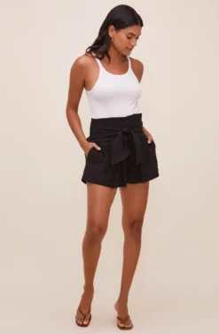 Marika Tie Waist Shorts 31 Marika Tie Waist Shorts -Barbie Clothing Shop ACP7211 BLACK 2 scaled