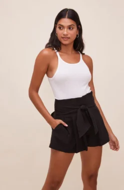 Marika Tie Waist Shorts 27 Marika Tie Waist Shorts -Barbie Clothing Shop ACP7211 BLACK 4 scaled