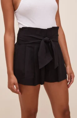 Marika Tie Waist Shorts 32 Marika Tie Waist Shorts -Barbie Clothing Shop ACP7211 BLACK 6 scaled