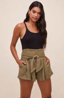 Marika Tie Waist Shorts 33 Marika Tie Waist Shorts -Barbie Clothing Shop ACP7211 OLIVE 3 scaled
