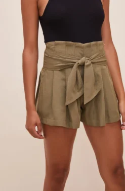 Marika Tie Waist Shorts 36 Marika Tie Waist Shorts -Barbie Clothing Shop ACP7211 OLIVE 4 scaled