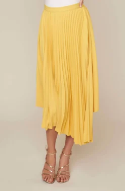 Elliot Pleated Midi Skirt -Barbie Clothing Shop ACS9013 MUSTARD 2 2 AA scaled