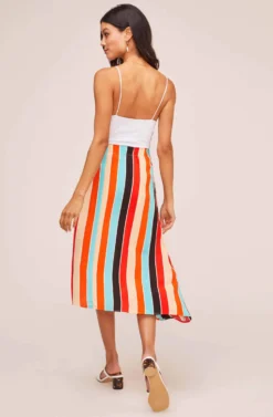 Monica Striped Midi Skirt 7 Monica Striped Midi Skirt -Barbie Clothing Shop ACS9020 AQUA ORANGE STRIPE 3A scaled
