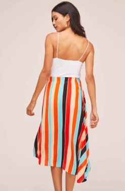 Monica Striped Midi Skirt 6 Monica Striped Midi Skirt -Barbie Clothing Shop ACS9020 AQUA ORANGE STRIPE 4A scaled