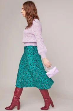 Pamela Leopard Midi Skirt -Barbie Clothing Shop ACS9022B GREEN LILAC LEOPARD 1A scaled