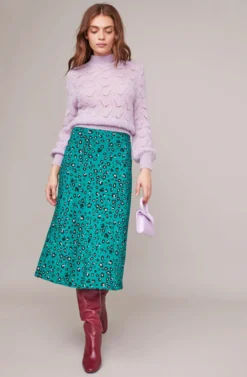 Pamela Leopard Midi Skirt -Barbie Clothing Shop ACS9022B GREEN LILAC LEOPARD 3A scaled