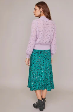 Pamela Leopard Midi Skirt -Barbie Clothing Shop ACS9022B GREEN LILAC LEOPARD 6A scaled