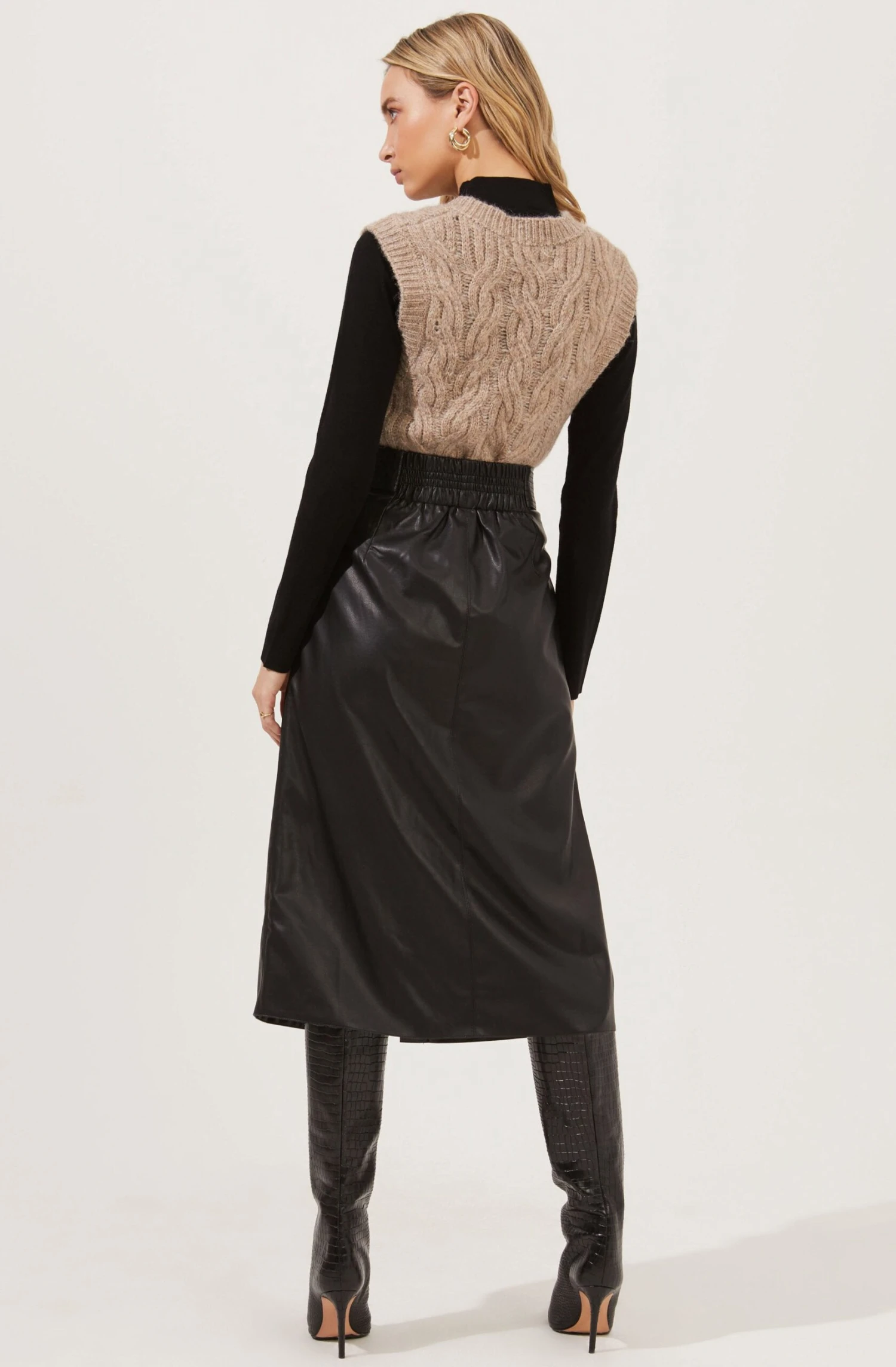 Lorette Tie Waist Faux Leather Midi Skirt 3 Lorette Tie Waist Faux Leather Midi Skirt - Image 3