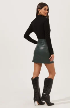 Meika Faux Leather Mini Skirt 22 Meika Faux Leather Mini Skirt -Barbie Clothing Shop ACS9072 GREEN 4 scaled