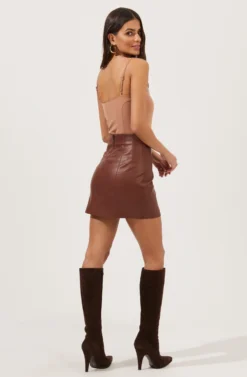 Meika Faux Leather Mini Skirt 26 Meika Faux Leather Mini Skirt -Barbie Clothing Shop ACS9072 RUSTBROWN 3 scaled