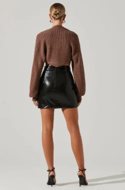 Audrey Faux Leather Mini Skirt -Barbie Clothing Shop ACS9074 BLACK 4 scaled