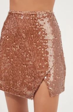 Romina Sequin Mini Skirt -Barbie Clothing Shop ACS9075 NUDE 4 scaled