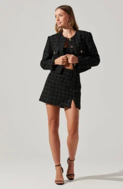 Covina Tweed Mini Skirt -Barbie Clothing Shop ACS9096T BLACKPLAID 3 scaled