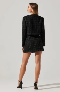 Covina Tweed Mini Skirt -Barbie Clothing Shop ACS9096T BLACKPLAID 6 scaled