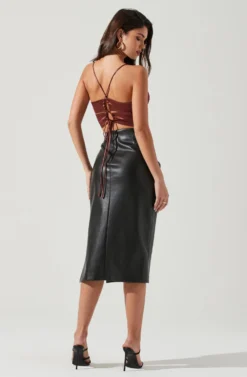 Melody Faux Leather Midi Skirt -Barbie Clothing Shop ACS9099 BLACK 1882 scaled