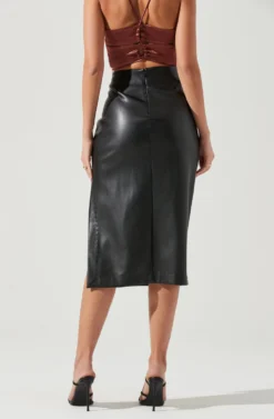 Melody Faux Leather Midi Skirt -Barbie Clothing Shop ACS9099 BLACK 1886 scaled