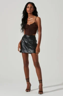 Tracy Faux Leather Front Zip Skirt 24 Tracy Faux Leather Front Zip Skirt -Barbie Clothing Shop ACS9101 BLACK 1 scaled