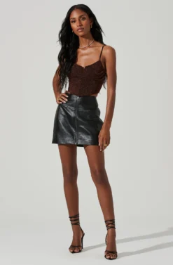 Tracy Faux Leather Front Zip Skirt 21 Tracy Faux Leather Front Zip Skirt -Barbie Clothing Shop ACS9101 BLACK 2 scaled