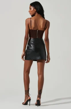 Tracy Faux Leather Front Zip Skirt 26 Tracy Faux Leather Front Zip Skirt -Barbie Clothing Shop ACS9101 BLACK 6 scaled