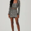 Darby Sequin Houndstooth Mini Skirt