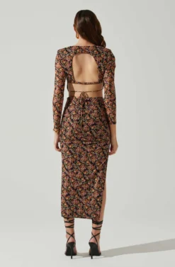 Louisa Floral Midi Skirt -Barbie Clothing Shop ACS9132 BLACKORANGEMULTI 5 scaled