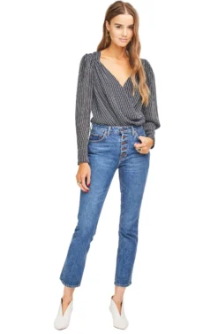 Bernadette Bodysuit -Barbie Clothing Shop ACT15029B BLACK WHITE STRIPE 01 scaled