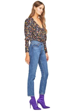 Bernadette Bodysuit -Barbie Clothing Shop ACT15029 BLACK MULTI FLORAL 02 scaled