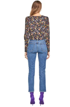 Bernadette Bodysuit -Barbie Clothing Shop ACT15029 BLACK MULTI FLORAL 03 scaled