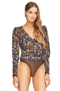 Bernadette Bodysuit -Barbie Clothing Shop ACT15029 BLACK MULTI FLORAL 04 scaled
