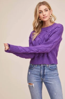 3D Basketweave Knit Sweater