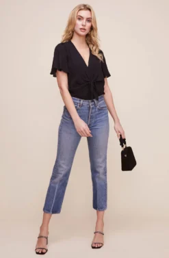 Cory Twist Front Bodysuit -Barbie Clothing Shop ACT15310B BLACK 3 scaled