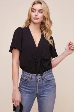 Cory Twist Front Bodysuit -Barbie Clothing Shop ACT15310B BLACK 4 scaled