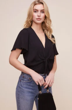 Cory Twist Front Bodysuit -Barbie Clothing Shop ACT15310B BLACK 5 scaled