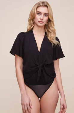 Cory Twist Front Bodysuit -Barbie Clothing Shop ACT15310B BLACK 8 scaled