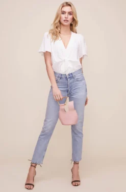 Cory Twist Front Bodysuit -Barbie Clothing Shop ACT15310B WHITE 2 scaled