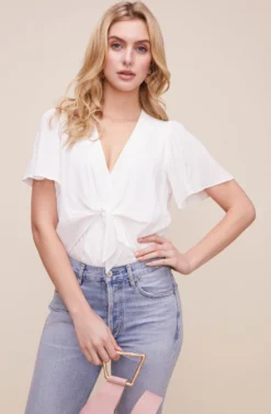 Cory Twist Front Bodysuit -Barbie Clothing Shop ACT15310B WHITE 5 scaled