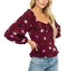 Long Sleeve Sweetheart Peplum Top