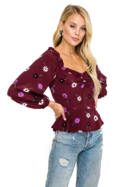 Long Sleeve Sweetheart Peplum Top