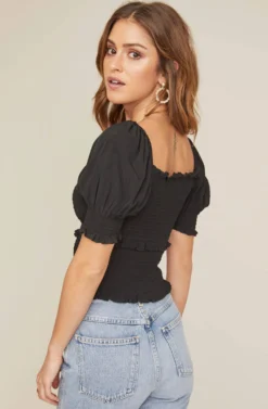 Glenna Smocked Top -Barbie Clothing Shop ACT15411 BLACK 4A scaled