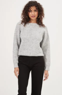 Serena Open Back Rhinestone Embellished Sweater -Barbie Clothing Shop ACT15494B GREY 2 scaled