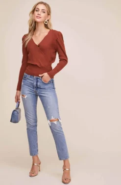 Suki Wrap Sweater -Barbie Clothing Shop ACT15524 BURNT AMBER 5 scaled