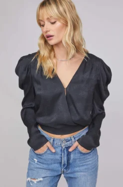 Nolan Python Puff Sleeve Top
