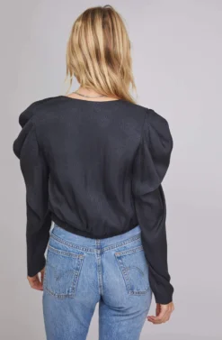 Nolan Python Puff Sleeve Top -Barbie Clothing Shop ACT15627 BLACK PYTHON 4 scaled