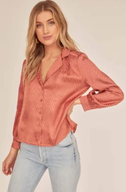Emilia Chevron Button Down Top