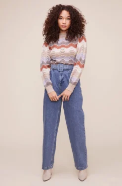 Emma Chevron Sweater -Barbie Clothing Shop ACT16173 TAUPE BLUE MULTI 1 scaled