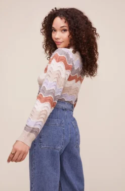 Emma Chevron Sweater -Barbie Clothing Shop ACT16173 TAUPE BLUE MULTI 4 scaled